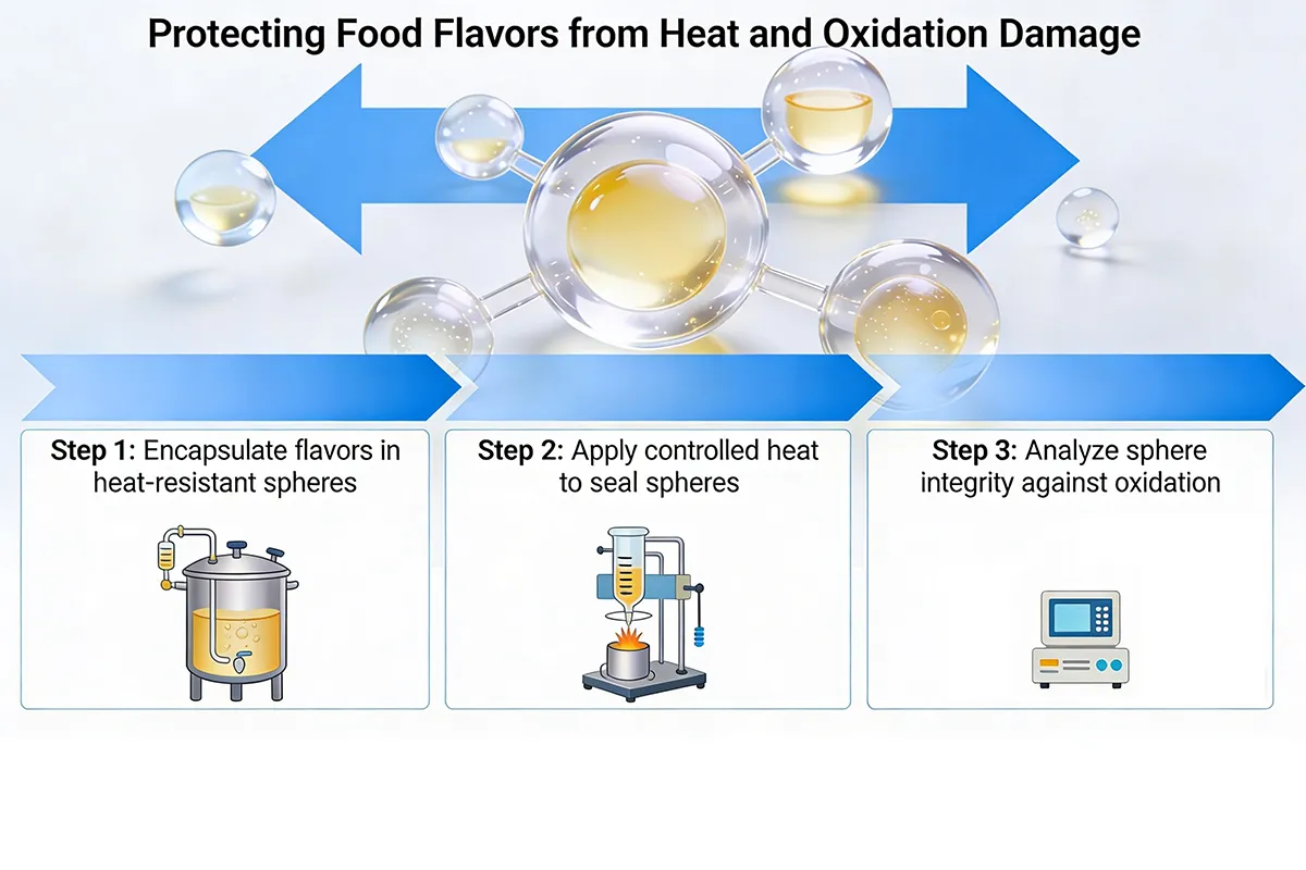 Microscopic view of flavor encapsulation spheres