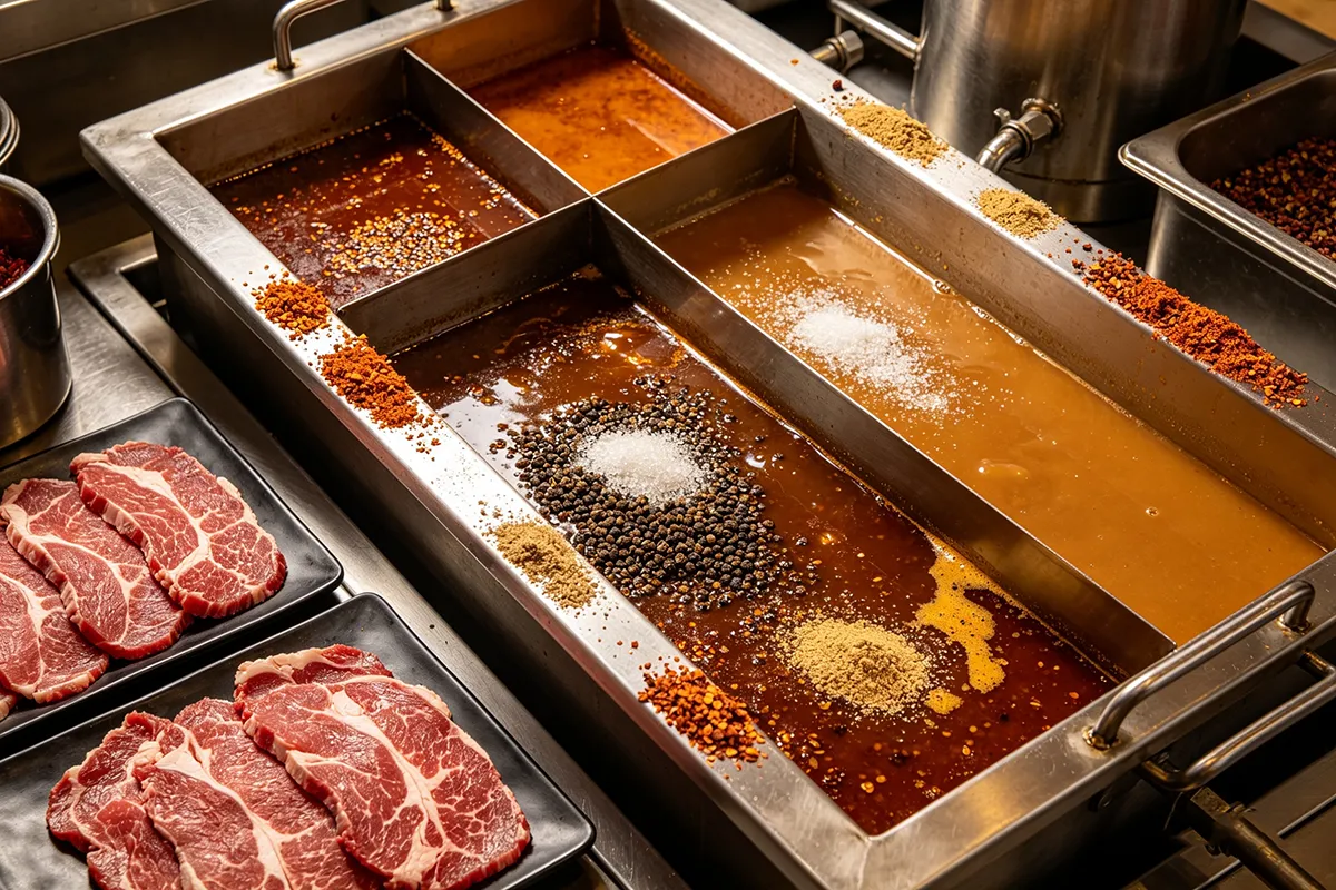 Savory meat seasoning ingredients arrangement