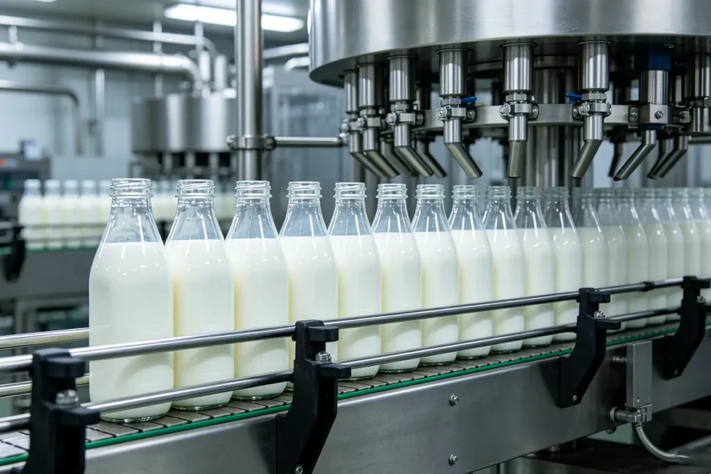 Automated milk bottling production line