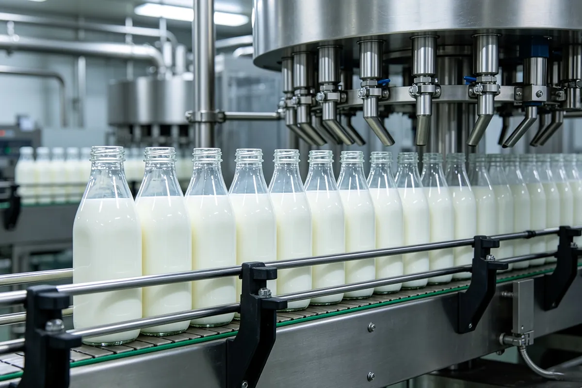 Automated milk bottling production line