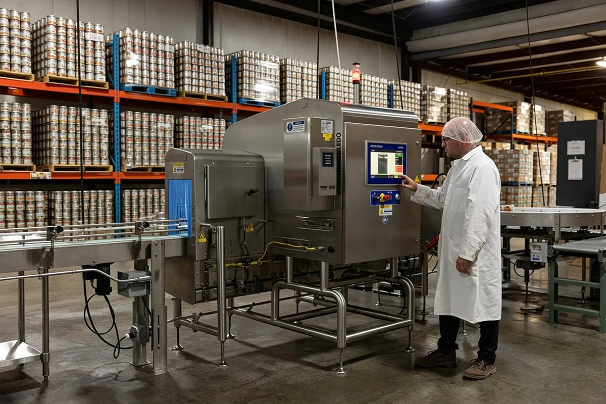 Industrial canned meat processing